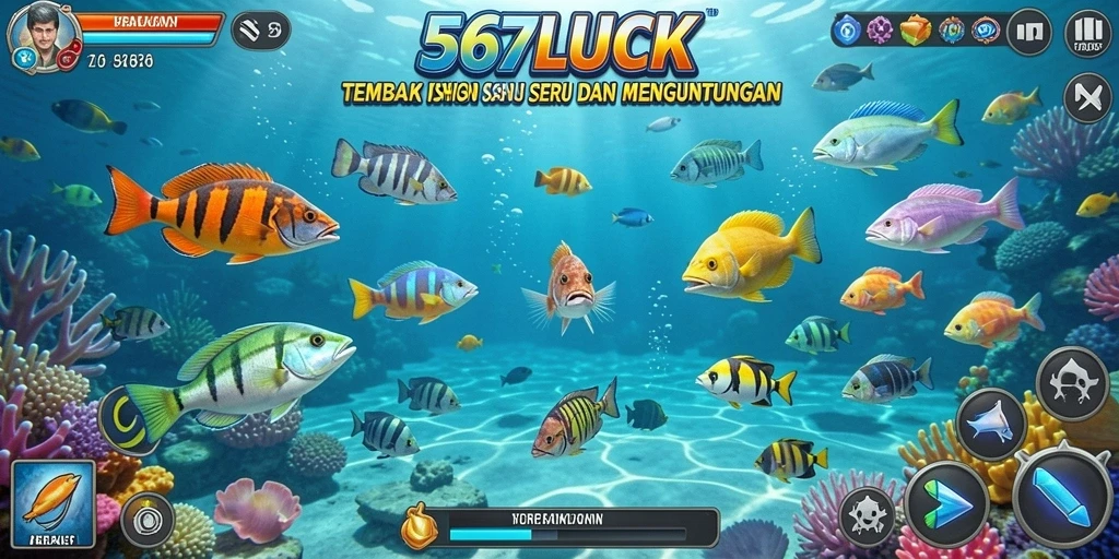 Screenshot gameplay 567LUCK menunjukkan momen menangkap ikan besar.