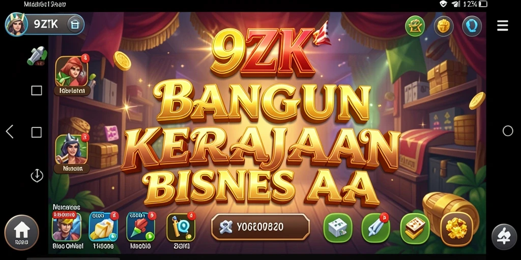 Screenshot utama 9ZK menampilkan aktivitas mengelola bisnis tycoon.