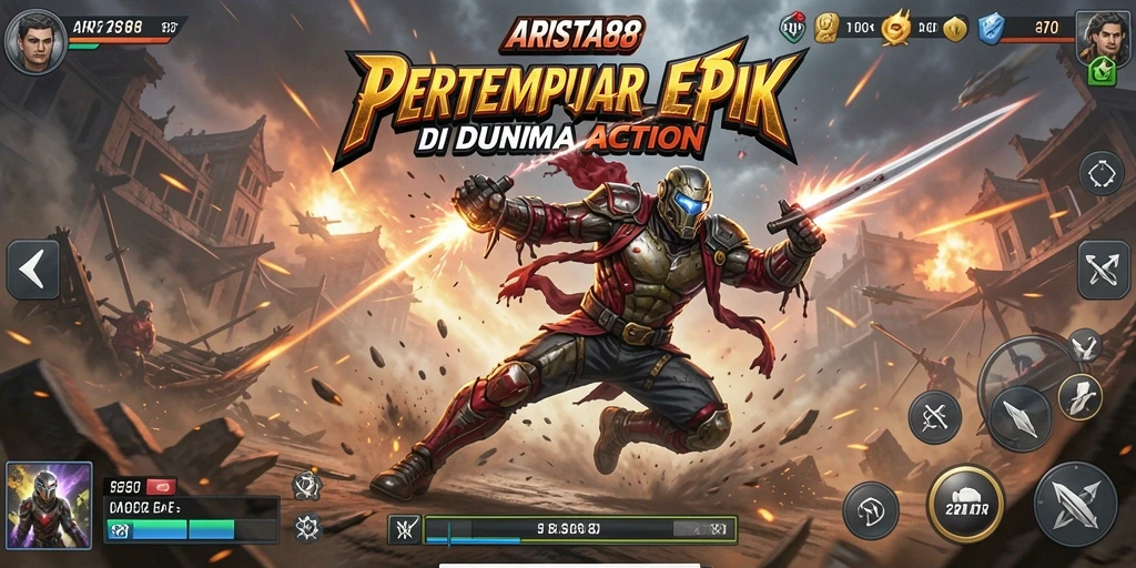 Screenshot utama ARISTA88 menampilkan aksi pertempuran yang mendebarkan.