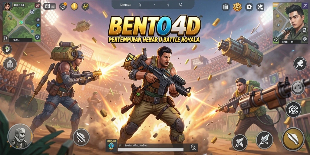 Tampilan menarik dari gameplay BENTO4D saat pertempuran Battle Royale.