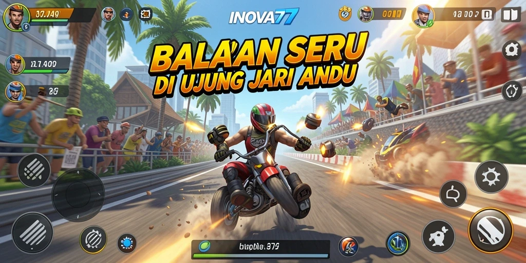 Tampilan gameplay seru dalam balapan dengan mobil cepat.
