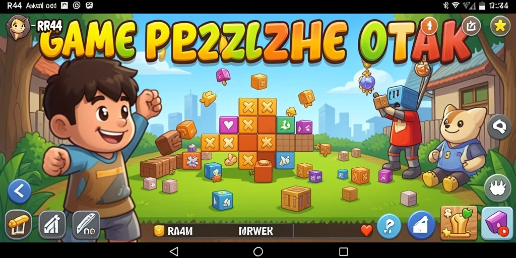 Screenshot utama RR44 menampilkan gameplay Puzzle yang mendebarkan.